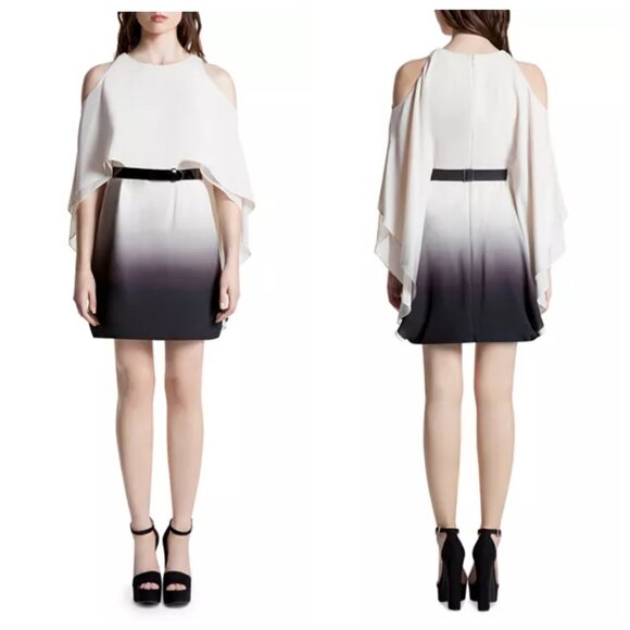 HALSTON HERITAGE Ombré Cold Shoulder Dress